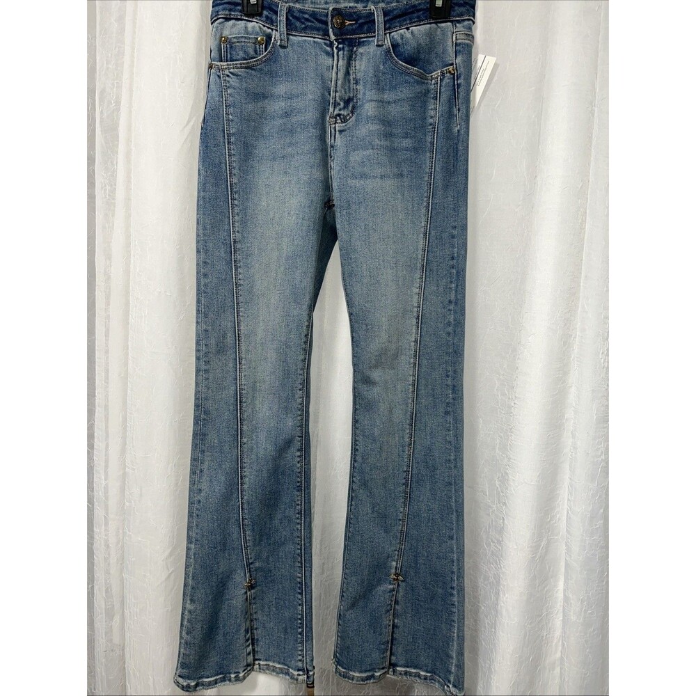 Jueso Design Jeans Bee Accent Light Wash Wide Leg size 27 NWOT